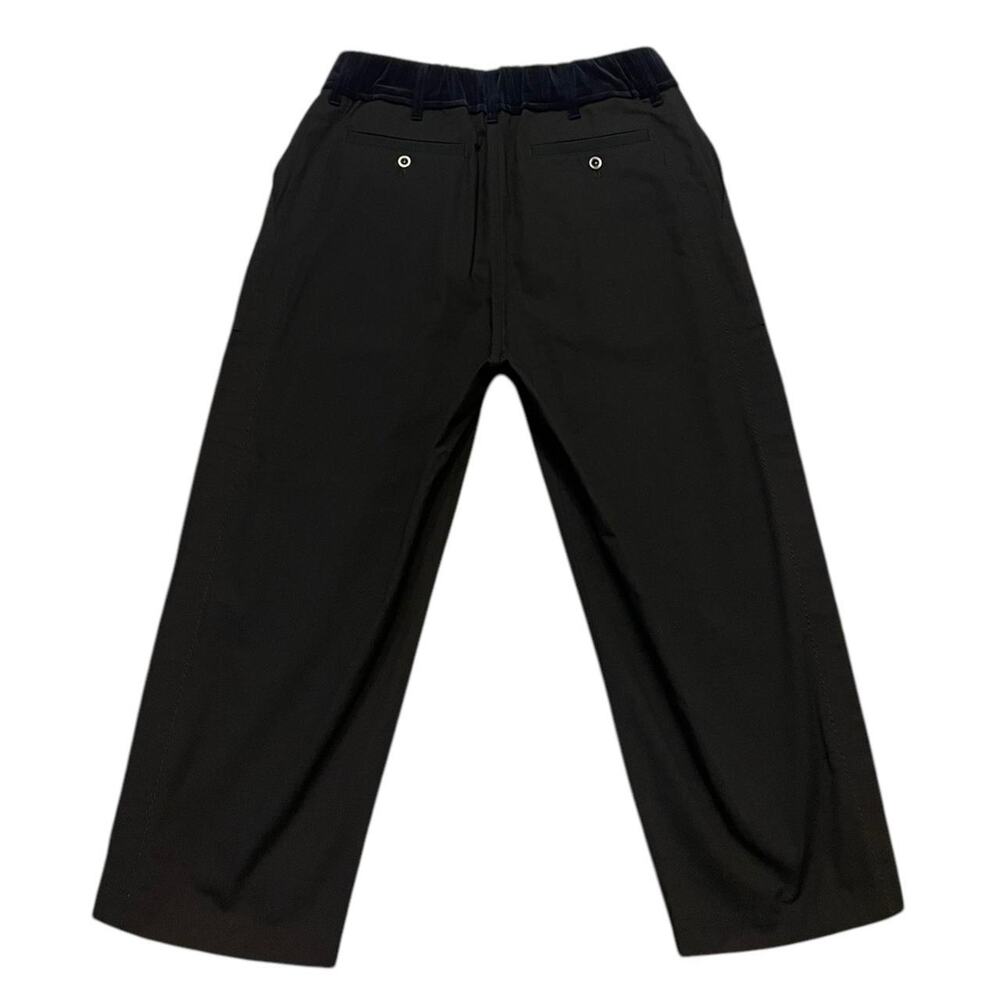 SACAI Japanese Luxury designer Cotton Oxford Pants black with velvet waistband - Picture 2 of 9